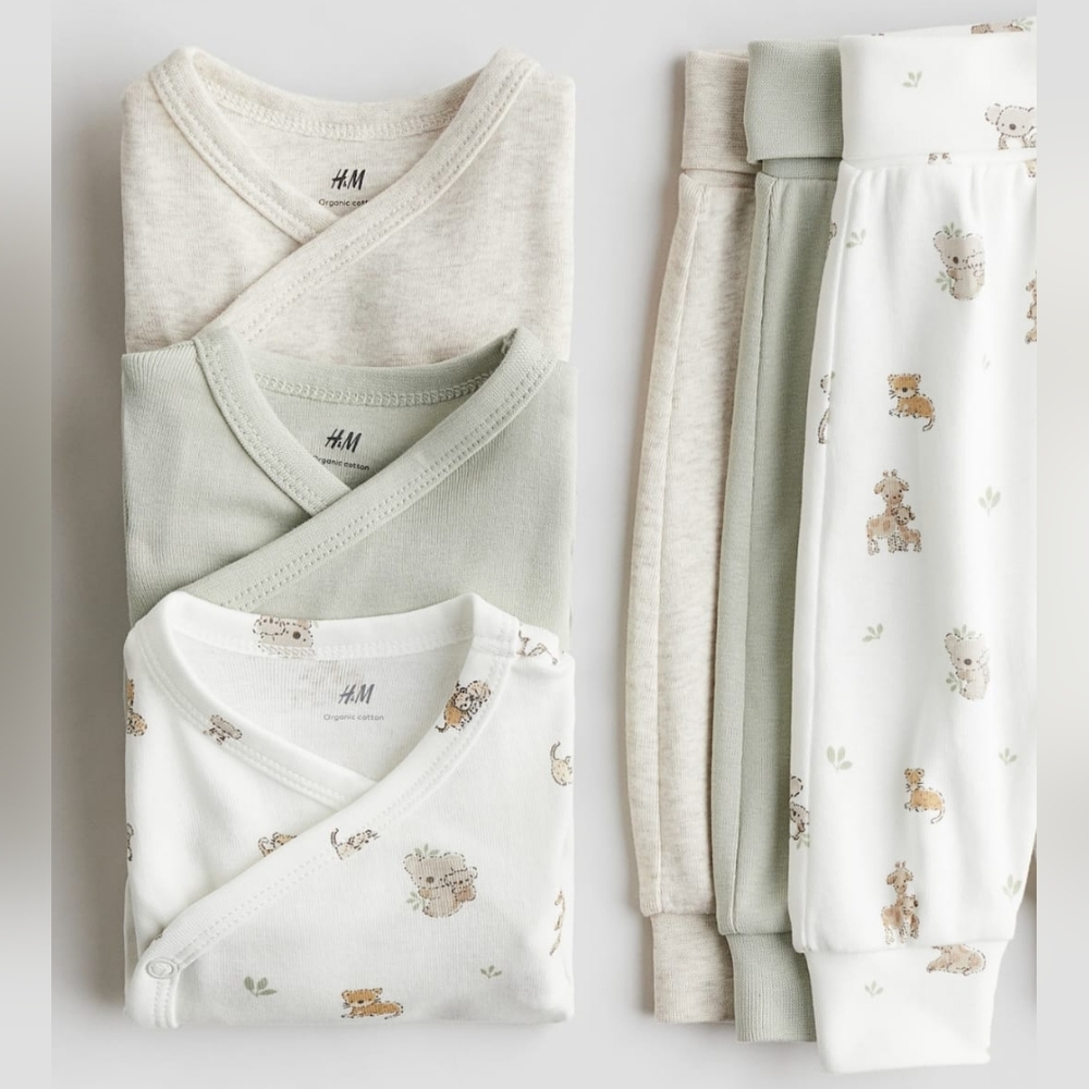 H&M Neutral & Sage Animal Print Kids Matching Set